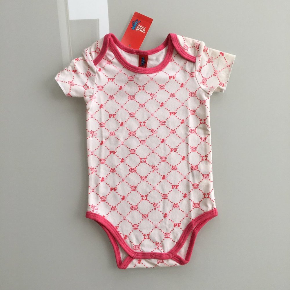 GENUINE PAUL FRANK SMALL PAUL BODYSUIT WHITE/PINK